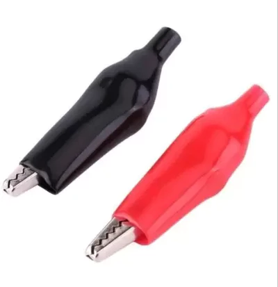 Alligator Crocodile Clip Red and Black Pair