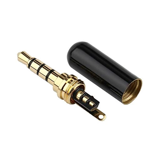 3.5mm 4Pole Metal Earphone Soldering Jack Audio Male Plug AUX Pin - licate