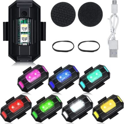 Rechargable 7 Multicolor Strobe Light for Motorcycle , Drone , Bicycle, Toys