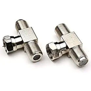 F Type RG6 Male to 2 Female 3 Way Coax Cable Splitter Or Jointor