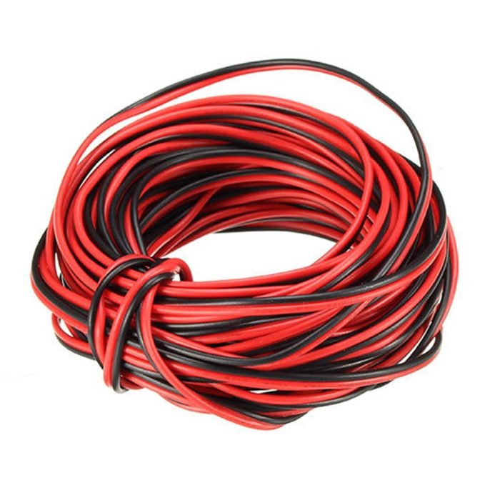 1Meter Copper 22 AWG Gauge Electrical 2 Core Wire Twisted Red Black