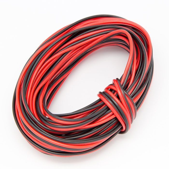 1M Copper 22 AWG Gauge Electrical 2 Core Wire Twisted Red Black