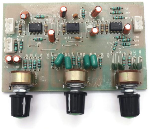 3 Channels Preamplifier Tone Board Audio Bass Treble Control Equalizer Board works on 12-0-12 transformer and better IC
