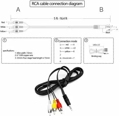 Audio Cable AUX Adapter, 3.5 mm Male to Stereo RCA Male, CU