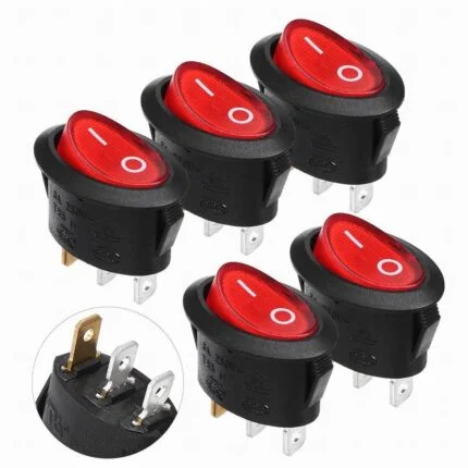 1 Pcs Rocker Switch SPST Red Lamp On Off Switch