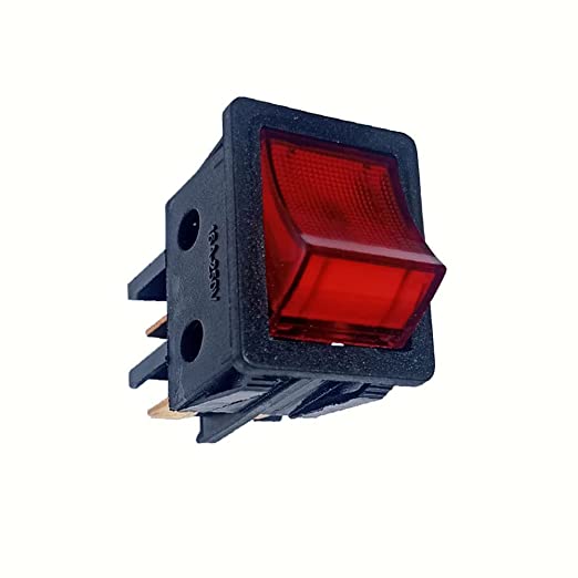 16A 250V High voltage Heavy Duty DPST KCD4 ON OFF 4 Pin Brass Leg Rocker Button Switch With Red Indicator Light