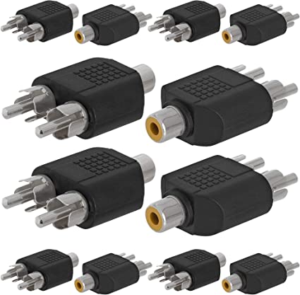2 RCA Female Jack to 1 RCA Male Plug Split Adapter Y Type Coupler Connector RCA Audio Video