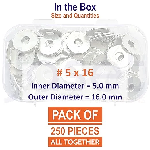 5 x 16mm Hardware Plain Flat Washers 10 PCS