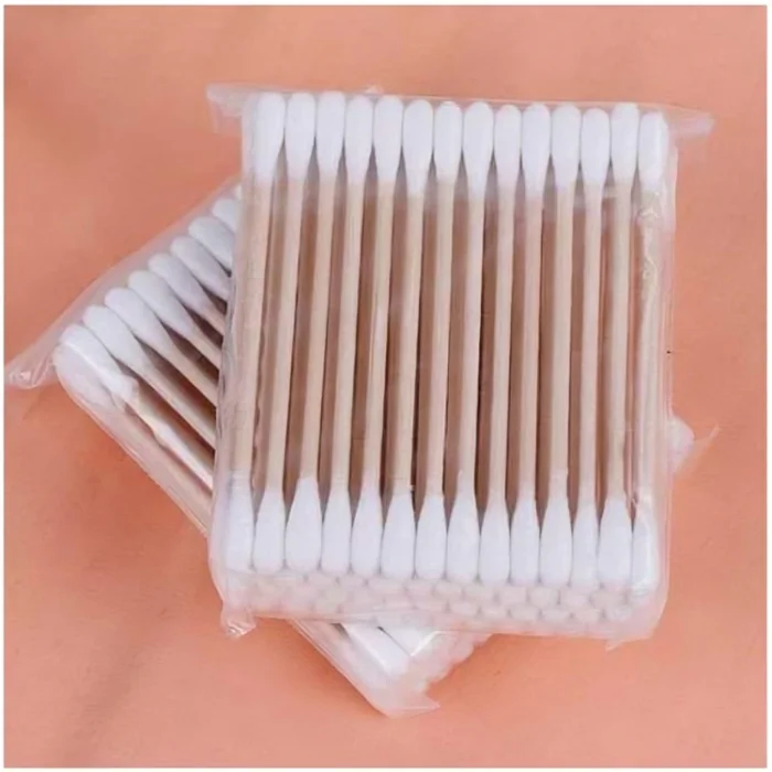 Licate Ear Cleaning Wooden Cotton Buds Swabs 100% Pure Cotton