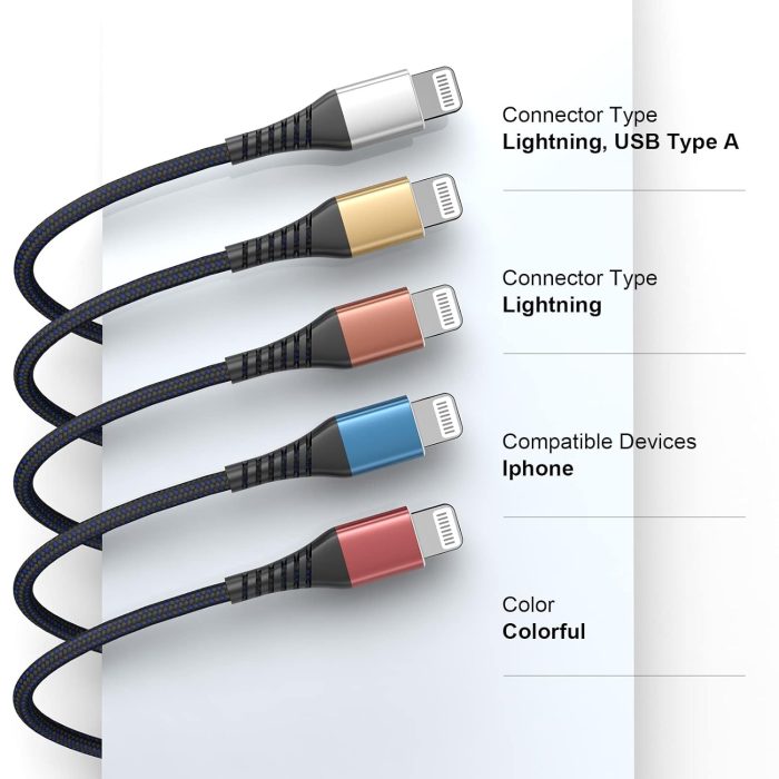 Usb A To Lightning Nylon Braided Cable For Iphone 1 Meter