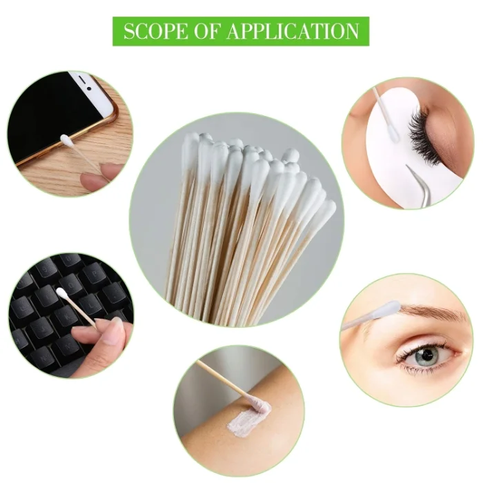 Licate Ear Cleaning Wooden Cotton Buds Swabs 100% Pure Cotton