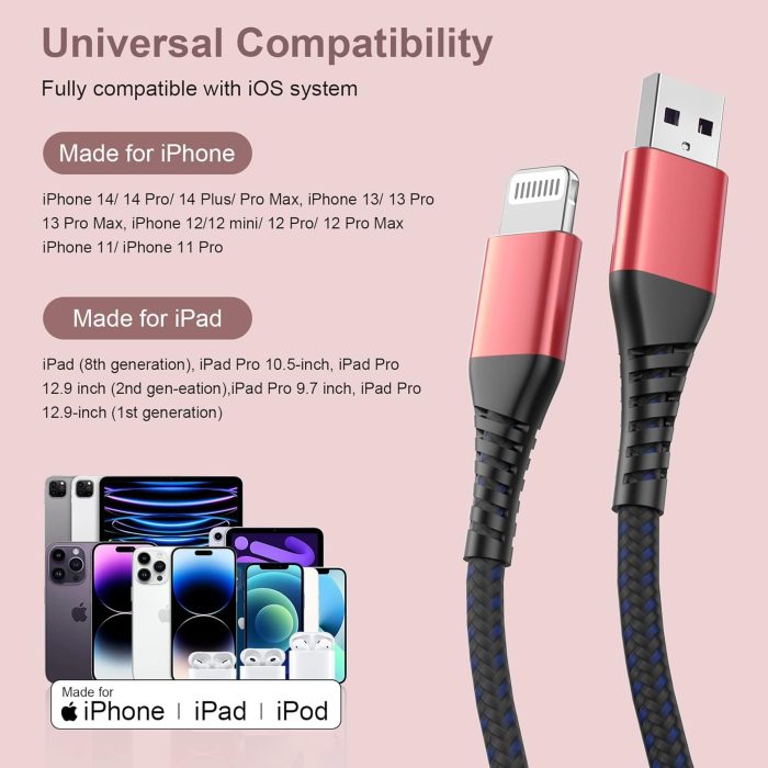 Usb A To Lightning Nylon Braided Cable For Iphone 1 Meter