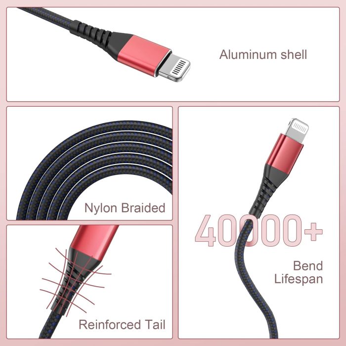 Usb A To Lightning Nylon Braided Cable For Iphone 1 Meter