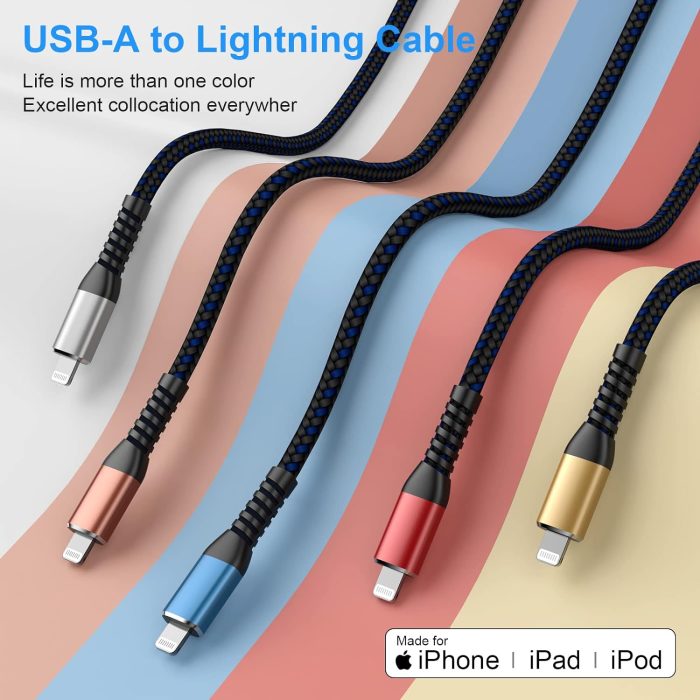 Usb A To Lightning Nylon Braided Cable For Iphone 1 Meter