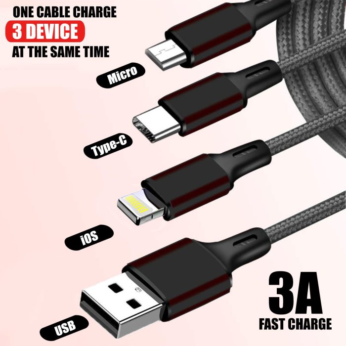 3 in 1 Nylon Braided Charging Cable