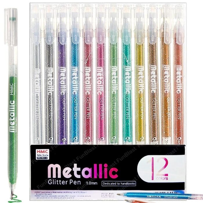 Metallic Glitter Pen Neon Colors 12 PCS