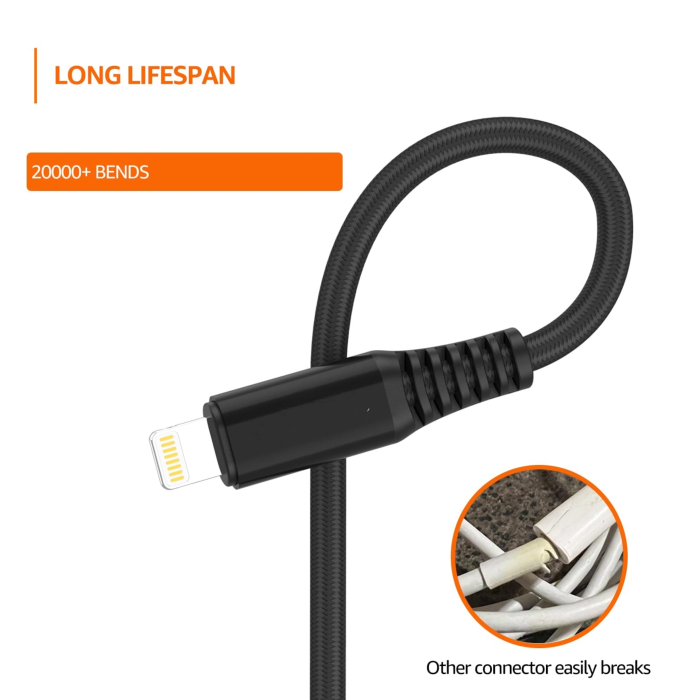 Type C To Lightning Charging Data Cable Durable Nylon Braided