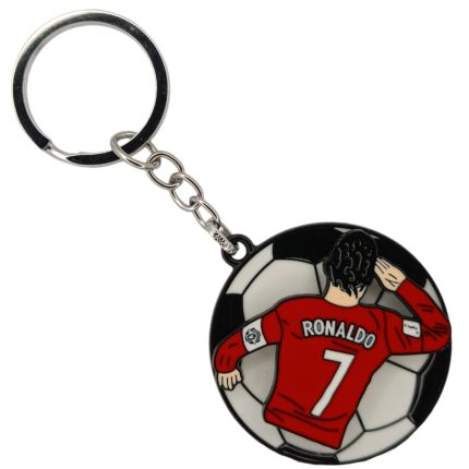 Ronaldo Red Jersey Spin Rotating Metal Keychain Locket