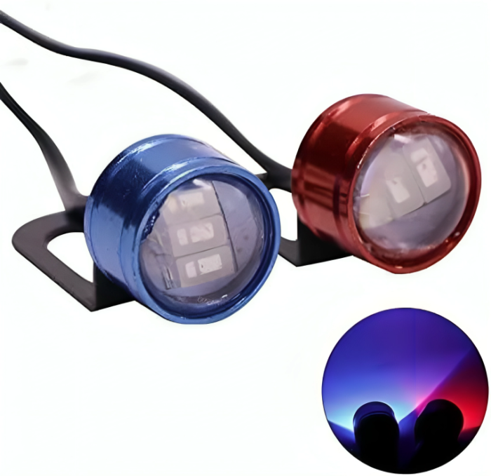 12V Red and Blue Colour 6 Led Strobe Light for Bike Police Light Waterproof