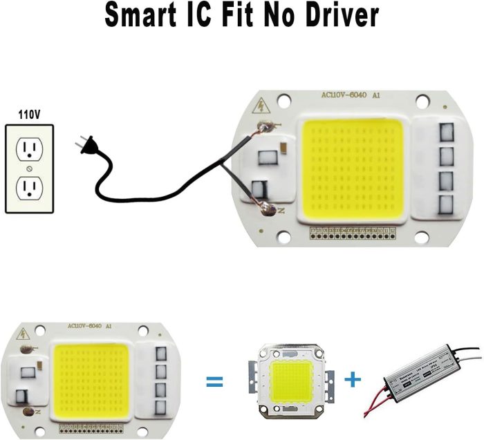 50 WATT Cool White COB Direct On Board DOB Powerfull Mini Light Rectangle