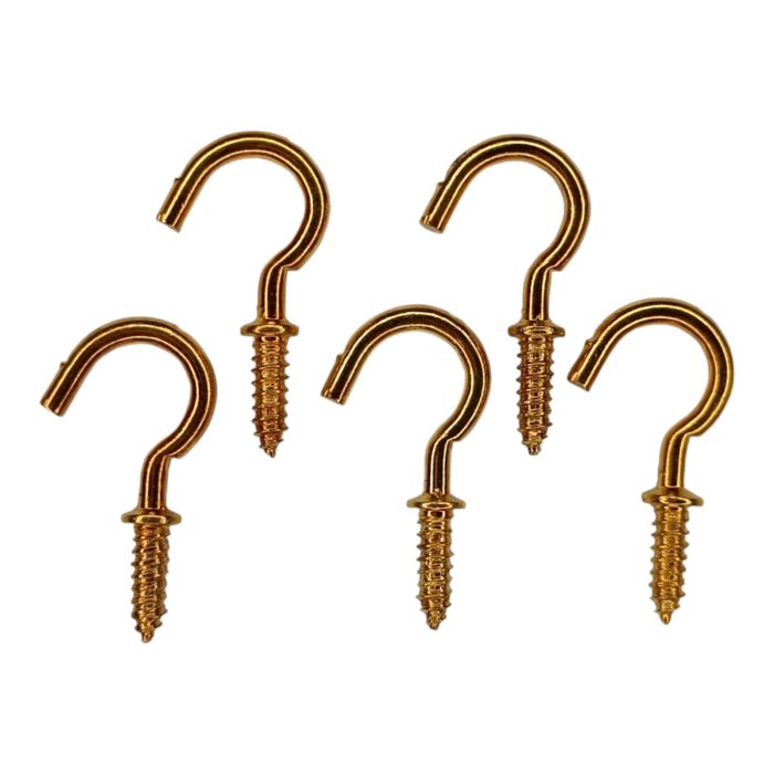 J Hook Screw Half Circle Eye Shape Self Tapping Hooks Ring Golden