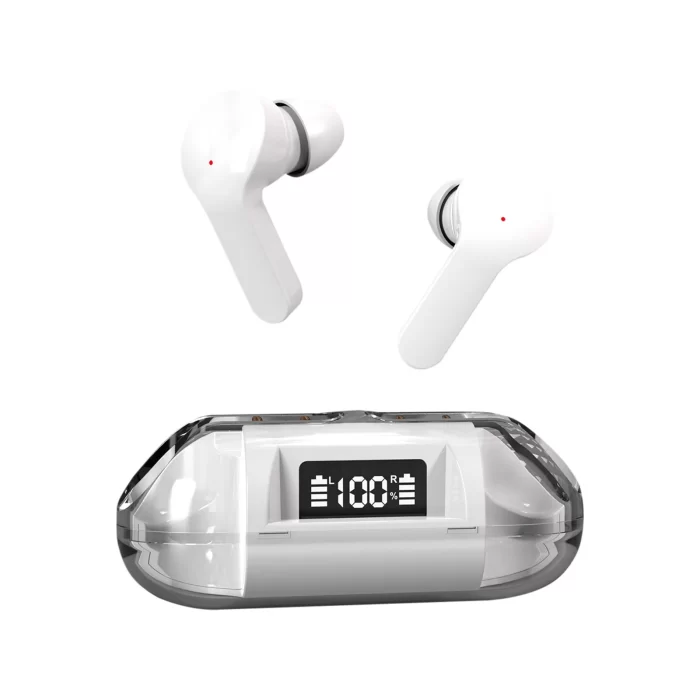 Wireless Bluetooth 5.3 Headphones Transparent Digital Display Headphones Mini in Ear Wireless Sports Headphones Single Case Fast Charing 200MAh