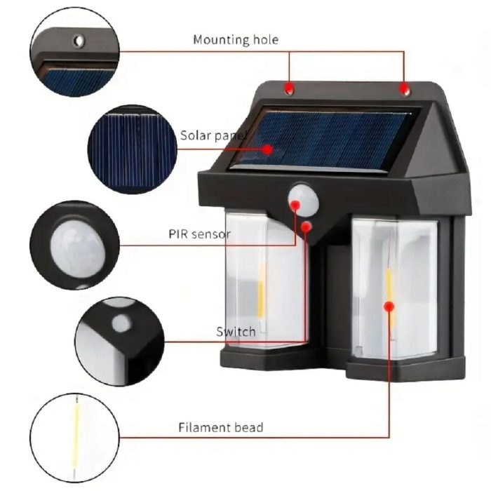 Solar Wall Lights Outdoor Motion Sensor Auto Chargeable Type 3