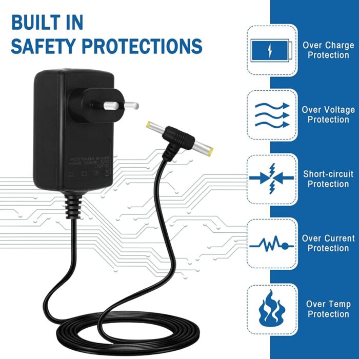 ▶VOLTAGE & COMPATIBILITY - Input 100V-240V 50/60Hz; Output: 12V 2Amp, 12Watt. Output adaptor Self-Adapting Barrel jack size: 5.5mm x 2.1mm (applicable 2.5mm) positive (+) center. Suitable for CCTV Cameras, LED Strip light, l TV Box, ed tape light, Game machine, Small TV set, Camcorder keyboard, BT speakers, GPS, webcam, router, Speaker, etc most appliances in which the input voltage is 12V and the max rating power is equal to 12 Watt. ▶BUILT-IN MULTIPLE SAFETY PROTECTION SYSTEMS - Automatic overvoltage cut-off, over current cut-off, over-temperature cut-off, short circuit cut-off. We focus on producing premium quality and safe power adapters. No noise, no spontaneous combustion, no explosion, no fire hazard, safe to use. Low energy consumption, High Efficiency, Incredibly Low Fault Rates, No Minimum Load. ▶EXTENDED CORD: 6.6 ft (2m) cord length to give you ample room to set up; high quality 100% oxygen-free pure copper wire allows you to easily use it in a relatively wide range, which is much longer than ordinary adapter cables. ▶DURABLE DESIGN - Robust casing protects against bumps, scratches, drops, withstands pressure, and keeps internal components safe during emergencies enhanced longevity.