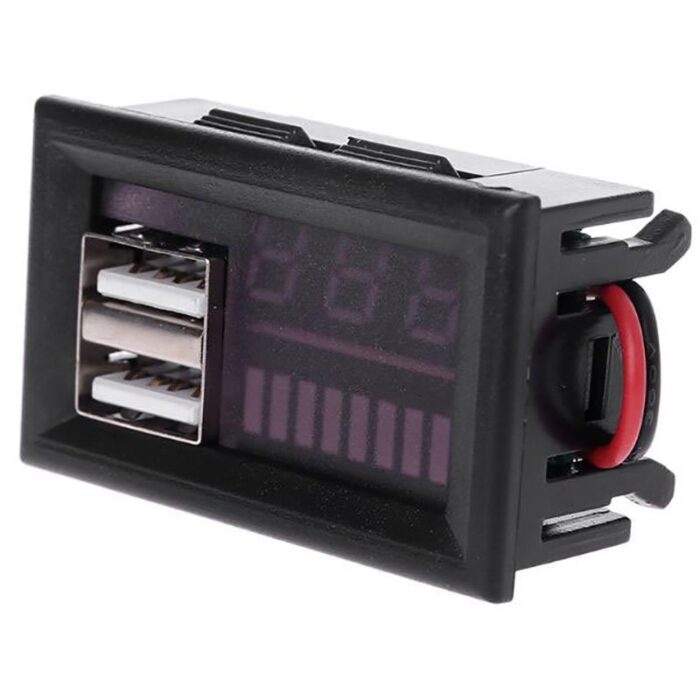 2 USB 12V to 60V DC Lead Acid / Lithium Battery Capacity And Voltage Indicator Tester
