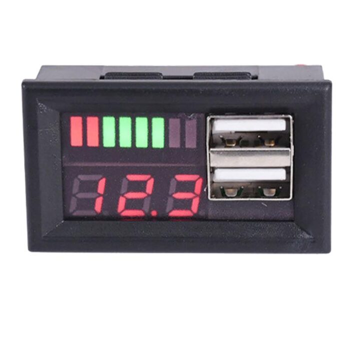 2 USB 12V to 60V DC Lead Acid / Lithium Battery Capacity And Voltage Indicator Tester