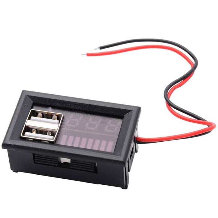 2 USB 12V to 60V DC Lead Acid / Lithium Battery Capacity And Voltage Indicator Tester