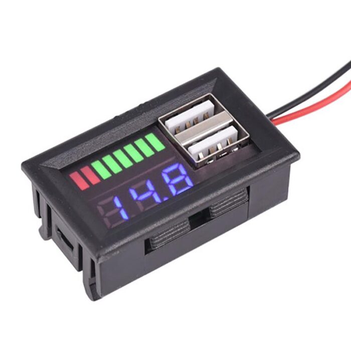 2 USB 12V to 60V DC Lead Acid / Lithium Battery Capacity And Voltage Indicator Tester